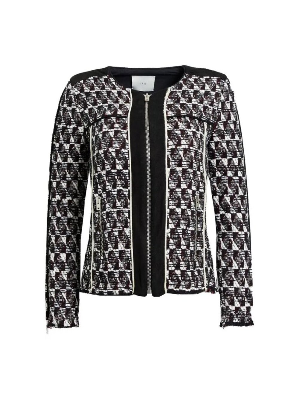 IRO Kamber Suede Trimmed Tweed Weave Jacket